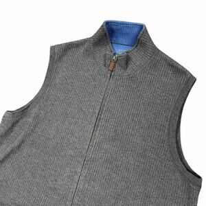 Pendleton Sweater Vest Men’s XL Gray Full Zip Ribbed Cotton Blend Casual